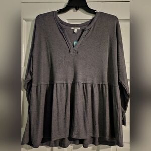 Women's Gray Ribbed Shirt